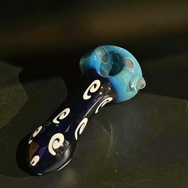 深藍淺藍交織玻璃PIPE - 忍者菇