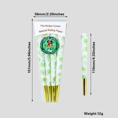 HONEYPUFF Mix Fruit Flavored King Size Pre Rolled Cones (8 Pcs) - Green apple 青蘋果