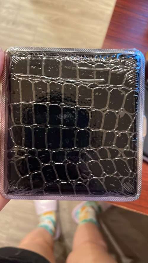 黑色鱷魚仿皮雙層煙盒