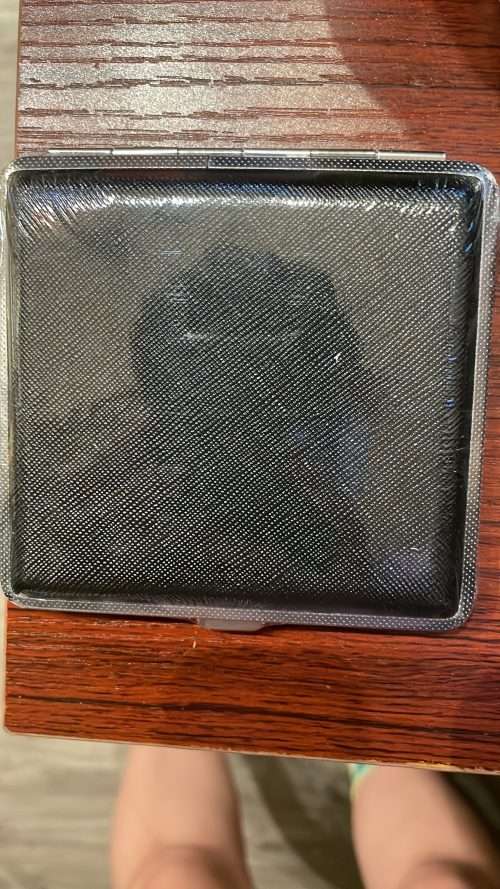 黑色斜紋仿皮雙層煙盒
