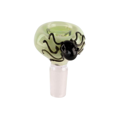 Custom Glass 14mm Green Slyme Honeycomb Flower Bowl with Spider
