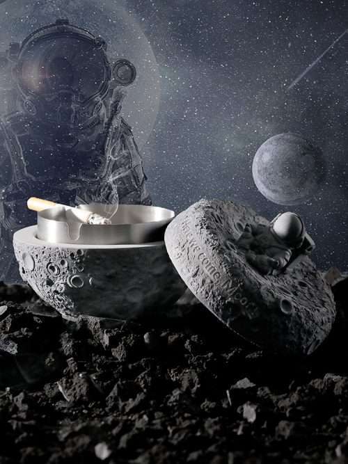 星球太空人有蓋防飛灰煙缸