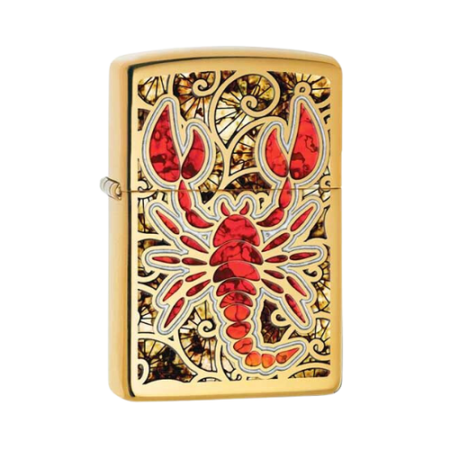 Scorpion Shell Zippo Lighter in Polished Brass 29096