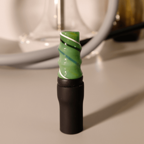 綠色彩色旋紋水煙咀連仿皮收納袋