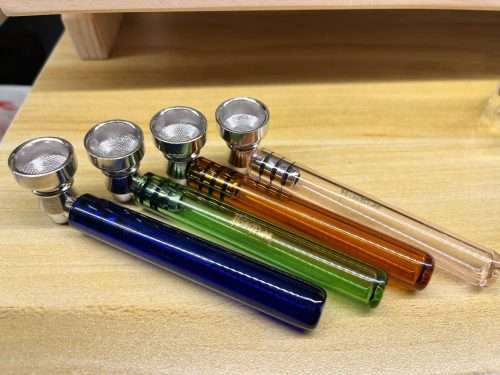 4色透明9cm 玻璃煙斗 (只有藍色)