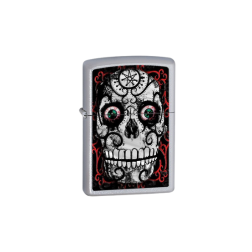 ZIPPO DAY OF THE DEAD SKULL SATIN CHROME - 24883