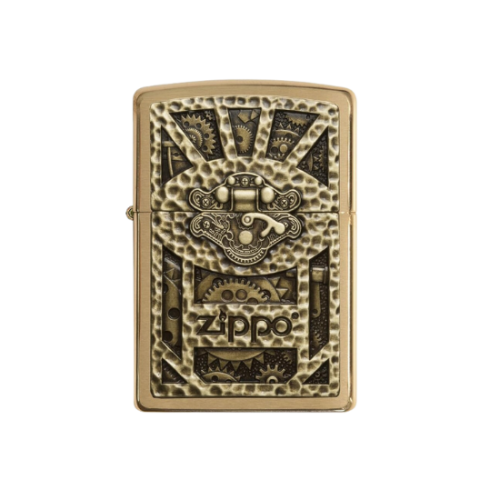 ZIPPO Zippo Gear Design Pocket Lighter, Brushed Brass - 29103