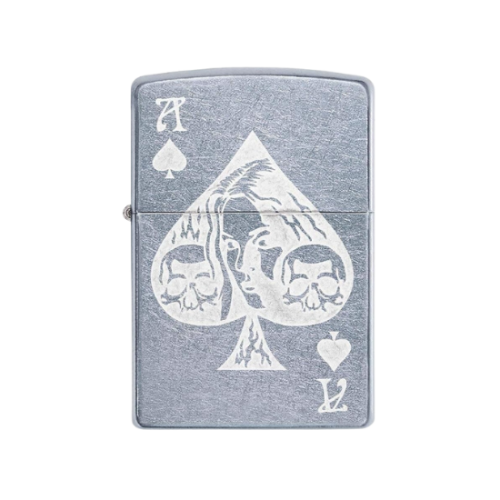 Zippo Ace of Spades Goth Skull Casino, Street Chrome Windproof Lighter - 49113