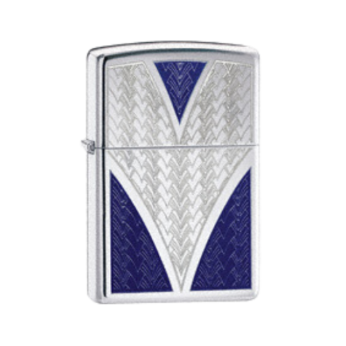Zippo Deep V Windproof Lighter Bare Polished Blue 24205