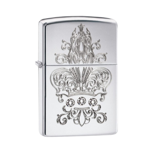 Zippo Fleur-de-lis Crown with Swarovski Crystals High Polish Chrome - 28805