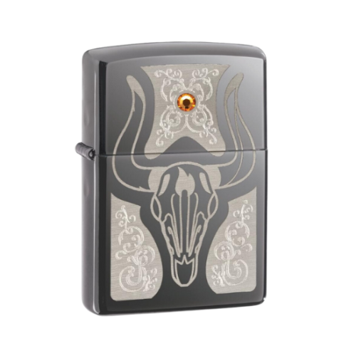 Zippo Western Bull Skull, Black Ice - 28361