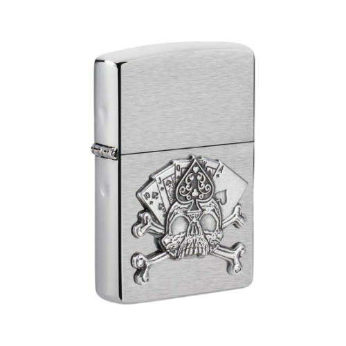 Zippo Windproof Emblem Lighter with Royal Flush & Skull 49293