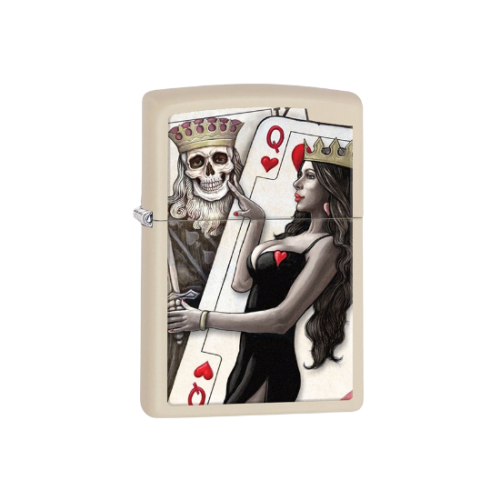 Zippo Windproof Lighter With Skull King and Sexy Queen Beauty - 29393