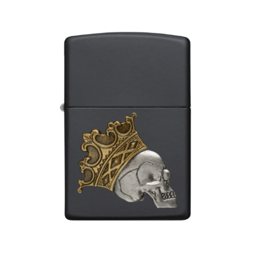Zippo Windproof Skull With King Crown Emblem Lighter 29100