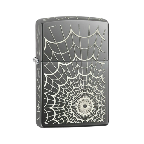 Zippo Windproof Spider Web All Over Lighter 4 Sides Engraved 28527