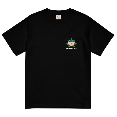I LOVE MY LIFE 輕質棉質 T Shirt – 黑色