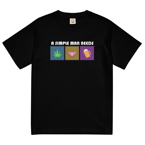 A SIMPLE MEN NEEDS 輕質棉質 T Shirt – 黑色