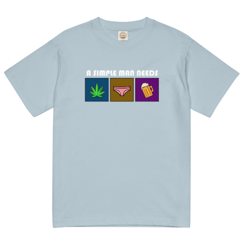 A SIMPLE MEN NEEDS 輕質棉質 T Shirt – 淺藍色