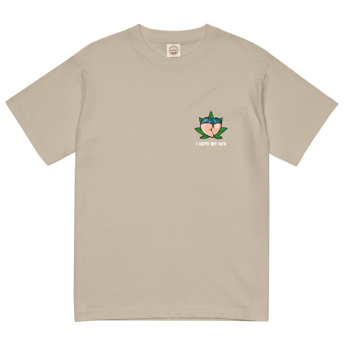 I LOVE MY LIFE 輕質棉質 T Shirt – 淺啡色