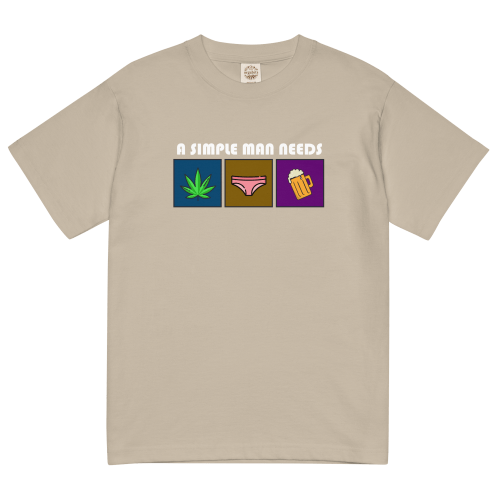 A SIMPLE MEN NEEDS 輕質棉質 T Shirt – 淺啡色