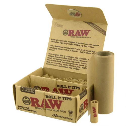 raw 3 meter roll and 30 pre rolled tips