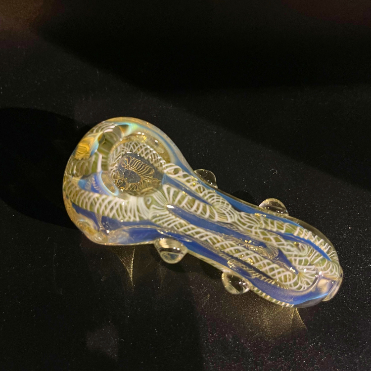 淺黃透白紋玻璃PIPE - 阿蛇