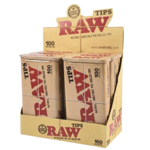RAW Pre-Rolled Tips In Tin 煙嘴小鐵罐 - 100片