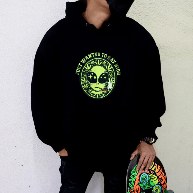 BIG ALIEN 重磅混紡連帽衫 Hoodie – 黑色